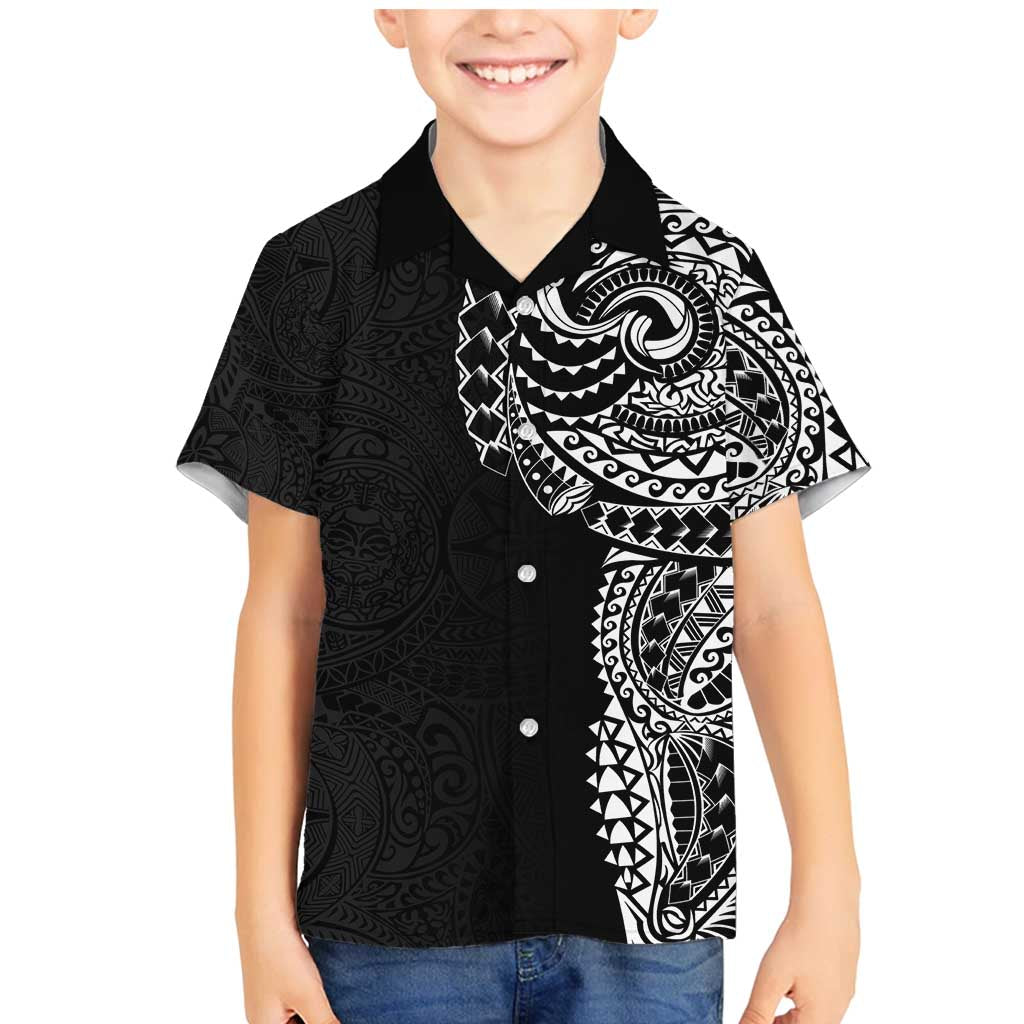 Polynesian Art Traditional Tattoo Pattern Family Matching Mermaid Dress and Hawaiian Shirt LT03 Son's Shirt Black - Polynesian Pride