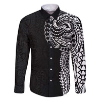 Polynesian Art Traditional Tattoo Pattern Family Matching Puletasi and Hawaiian Shirt