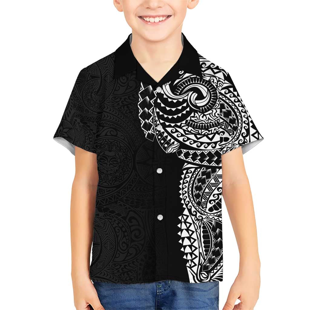 Polynesian Art Traditional Tattoo Pattern Family Matching Short Sleeve Bodycon Dress and Hawaiian Shirt LT03 Son's Shirt Black - Polynesian Pride