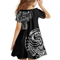 Polynesian Art Traditional Tattoo Pattern Kid Short Sleeve Dress