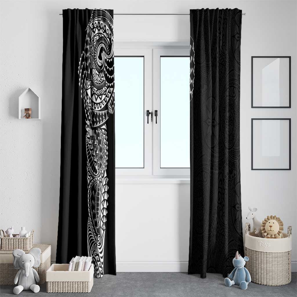 Polynesian Art Traditional Tattoo Pattern Window Curtain