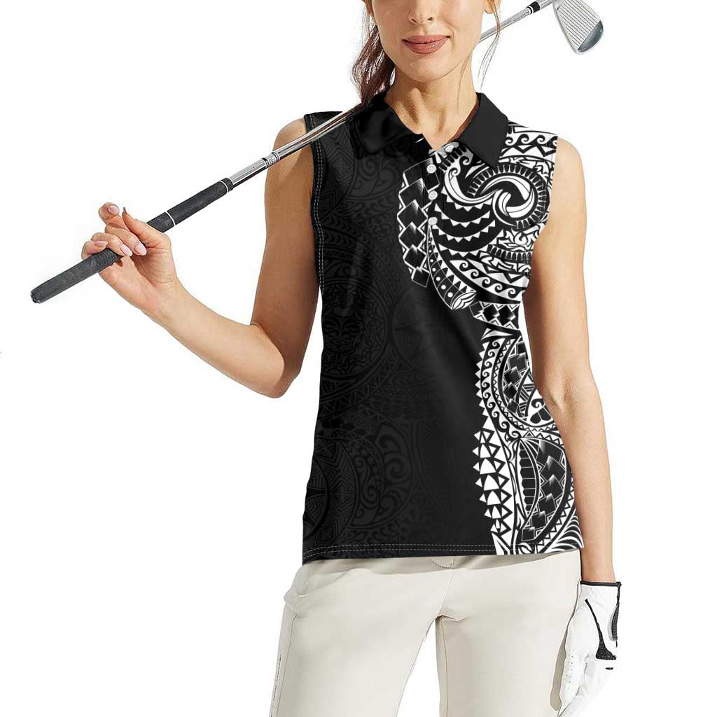 Polynesian Art Traditional Tattoo Pattern Women Sleeveless Polo Shirt