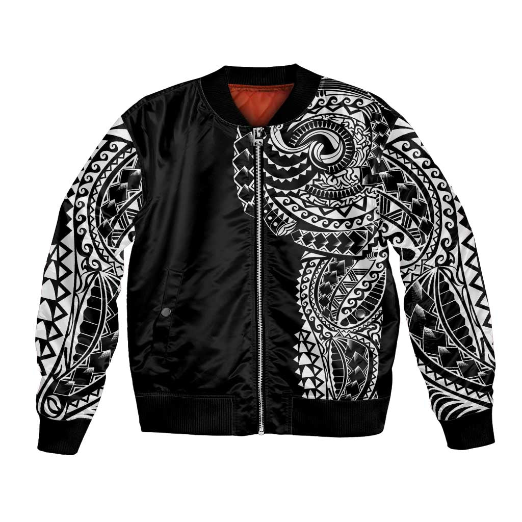 Polynesian Art Traditional Tattoo Bomber Jacket Simple Style LT03 Unisex Black - Polynesian Pride