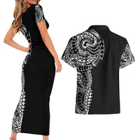 Polynesian Art Traditional Tattoo Couples Matching Short Sleeve Bodycon Dress and Hawaiian Shirt Simple Style LT03 - Polynesian Pride