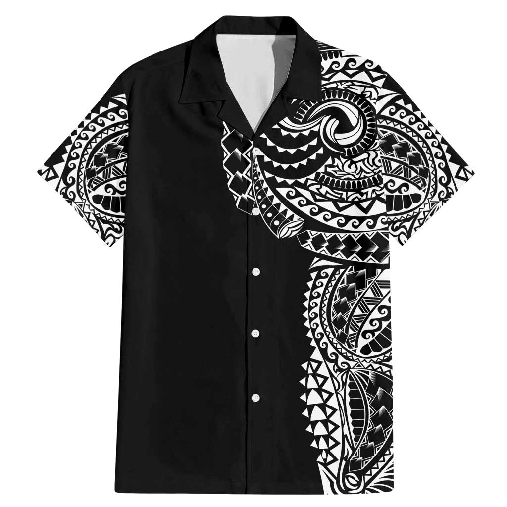 Polynesian Art Traditional Tattoo Family Matching Mermaid Dress and Hawaiian Shirt Simple Style LT03 Dad's Shirt - Short Sleeve Black - Polynesian Pride