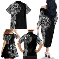 Polynesian Art Traditional Tattoo Family Matching Off The Shoulder Long Sleeve Dress and Hawaiian Shirt Simple Style LT03 - Polynesian Pride
