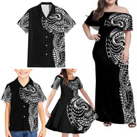 Polynesian Art Traditional Tattoo Family Matching Off Shoulder Maxi Dress and Hawaiian Shirt Simple Style LT03 - Polynesian Pride
