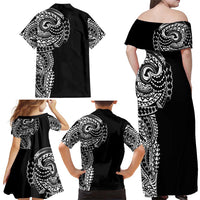 Polynesian Art Traditional Tattoo Family Matching Off Shoulder Maxi Dress and Hawaiian Shirt Simple Style LT03 - Polynesian Pride