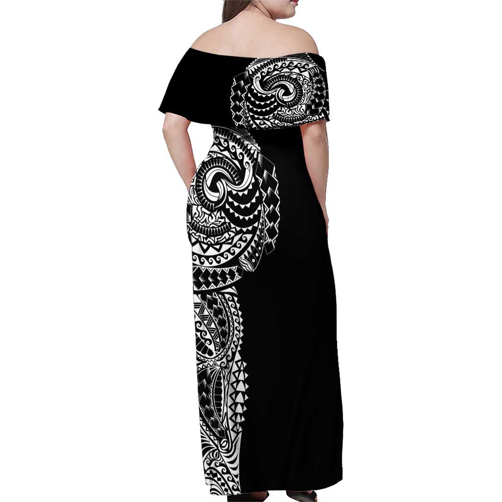 Polynesian Art Traditional Tattoo Family Matching Off Shoulder Maxi Dress and Hawaiian Shirt Simple Style LT03 - Polynesian Pride