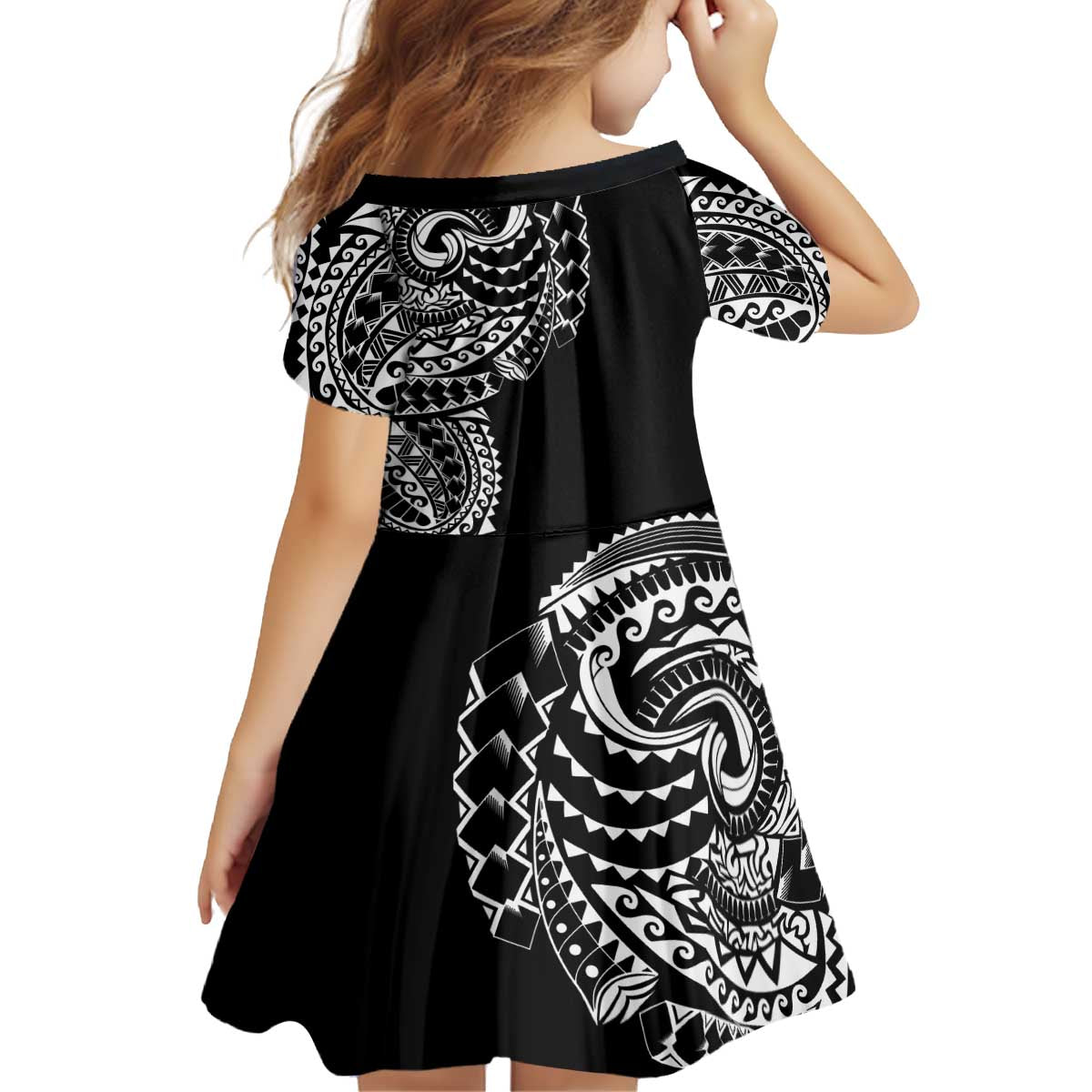 Polynesian Art Traditional Tattoo Family Matching Off Shoulder Short Dress and Hawaiian Shirt Simple Style LT03 - Polynesian Pride