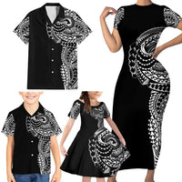 Polynesian Art Traditional Tattoo Family Matching Short Sleeve Bodycon Dress and Hawaiian Shirt Simple Style LT03 - Polynesian Pride