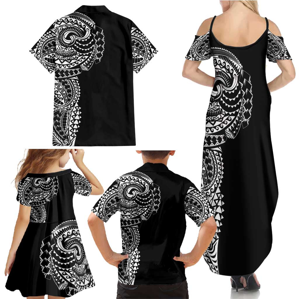 Polynesian Art Traditional Tattoo Family Matching Summer Maxi Dress and Hawaiian Shirt Simple Style LT03 - Polynesian Pride