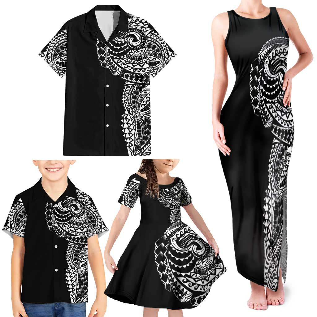 Polynesian Art Traditional Tattoo Family Matching Tank Maxi Dress and Hawaiian Shirt Simple Style LT03 - Polynesian Pride