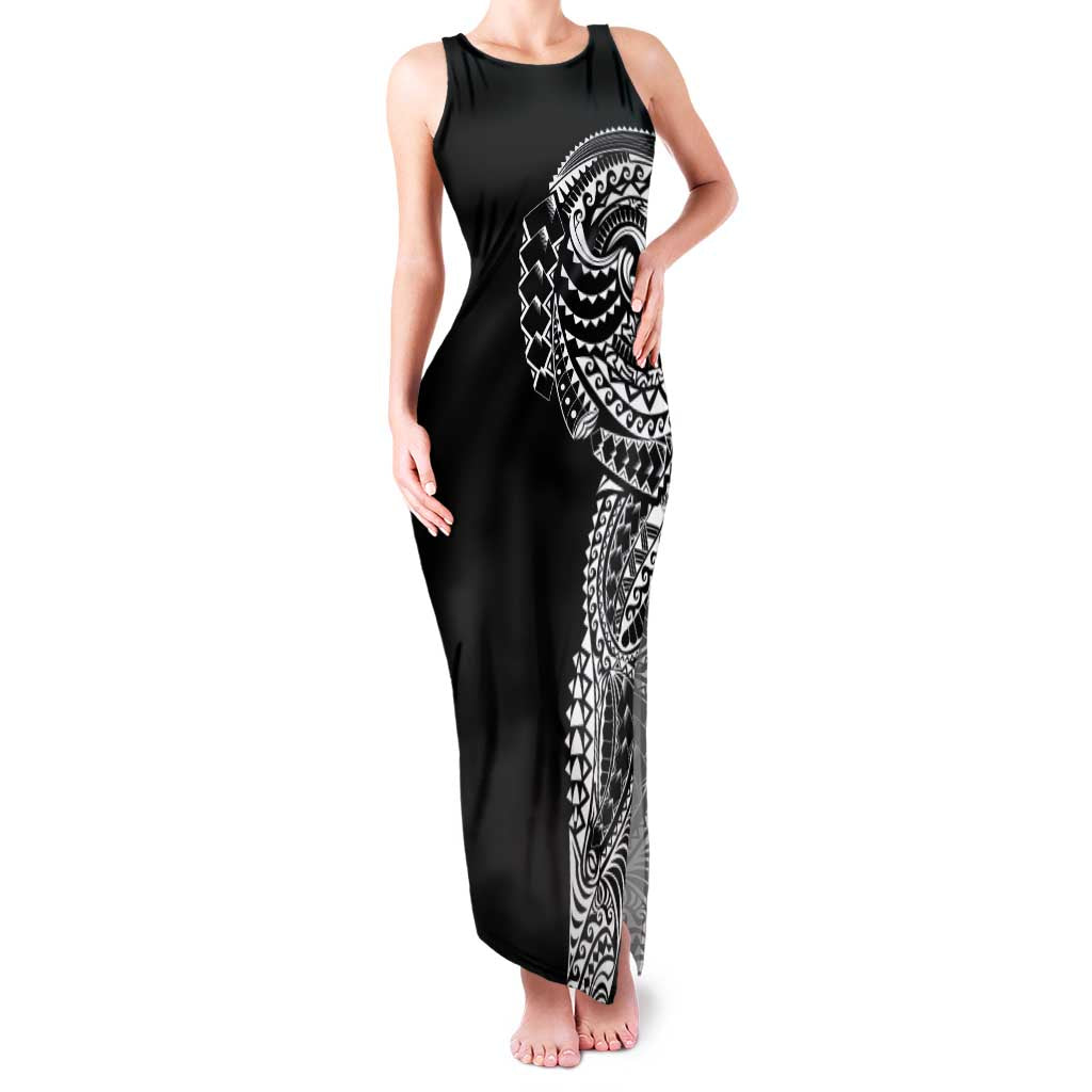 Polynesian Art Traditional Tattoo Family Matching Tank Maxi Dress and Hawaiian Shirt Simple Style LT03 Mom's Dress Black - Polynesian Pride