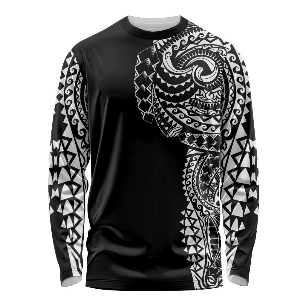 Polynesian Art Traditional Tattoo Long Sleeve Shirt Simple Style LT03 Unisex Black - Polynesian Pride