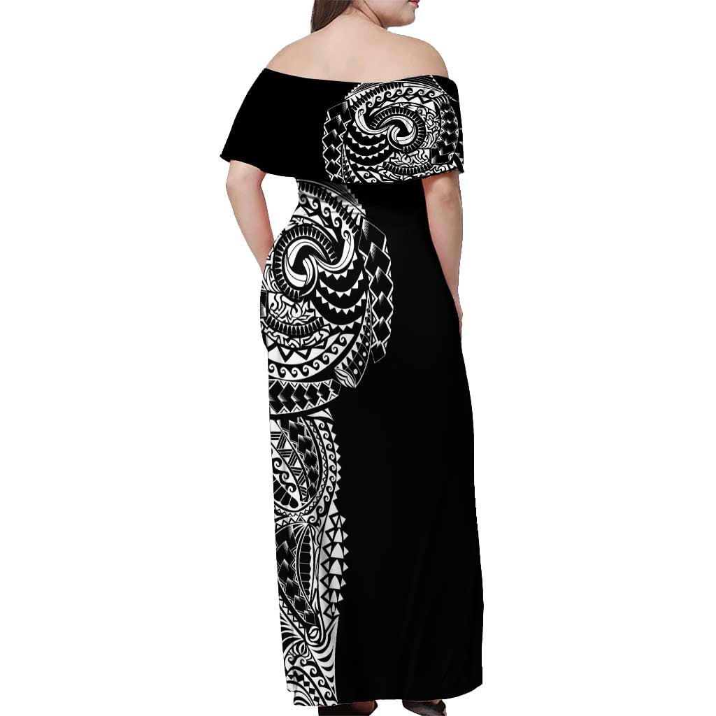 Polynesian Art Traditional Tattoo Off Shoulder Maxi Dress Simple Style