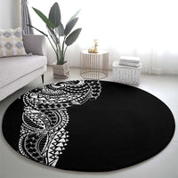 Polynesian Art Traditional Tattoo Round Carpet Simple Style