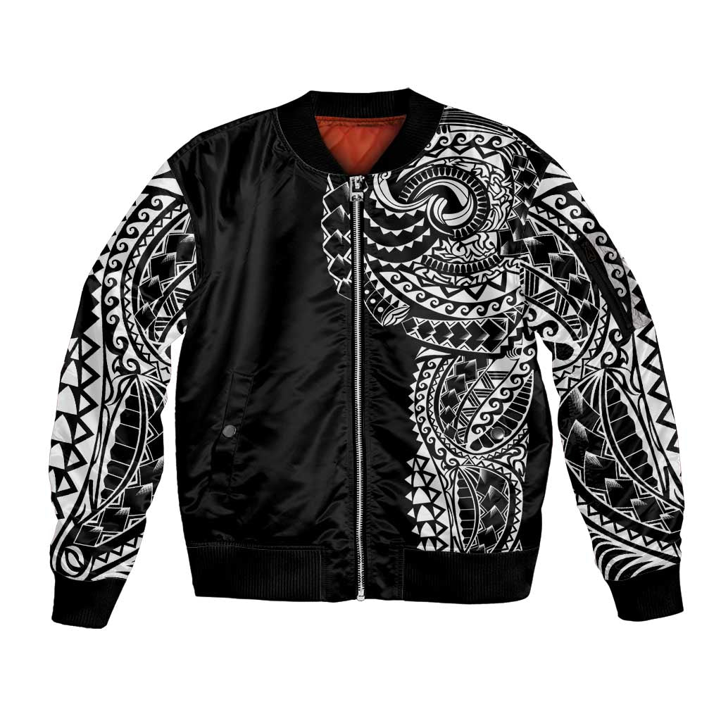 Polynesian Art Traditional Tattoo Sleeve Zip Bomber Jacket Simple Style LT03 Unisex Black - Polynesian Pride
