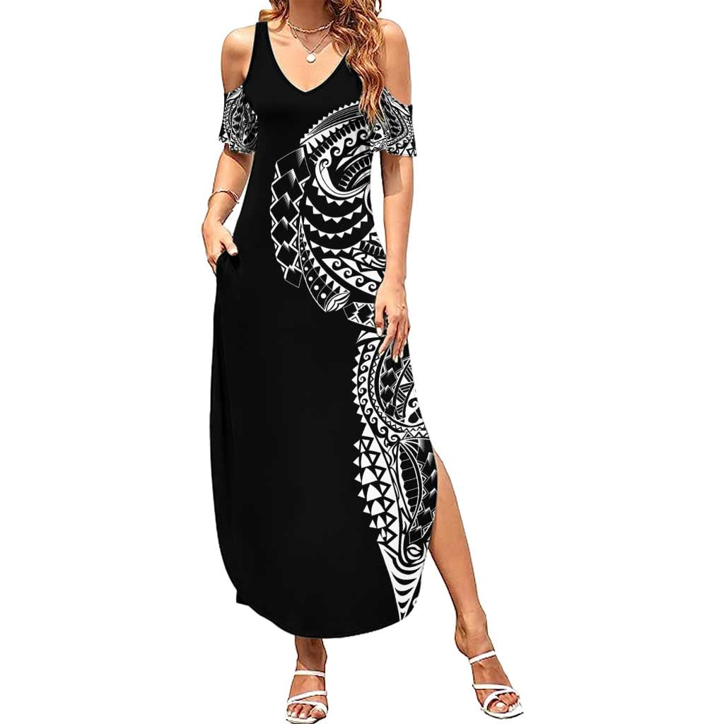 Polynesian Art Traditional Tattoo Summer Maxi Dress Simple Style LT03 Women Black - Polynesian Pride