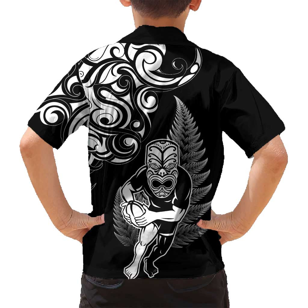 New Zealand Maori Warrior Rugby Family Matching Long Sleeve Bodycon Dress and Hawaiian Shirt Silver Fern LT03 - Polynesian Pride