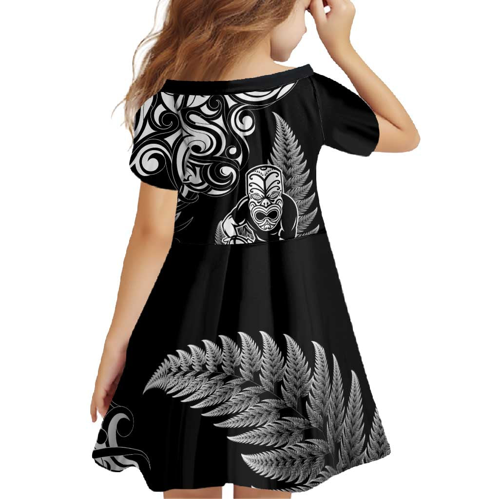 New Zealand Maori Warrior Rugby Family Matching Long Sleeve Bodycon Dress and Hawaiian Shirt Silver Fern LT03 - Polynesian Pride
