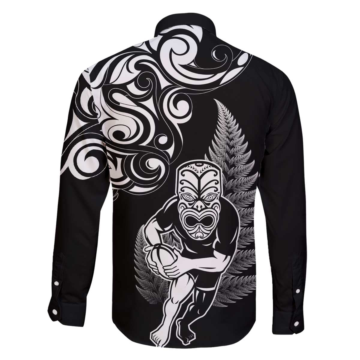 New Zealand Maori Warrior Rugby Family Matching Off Shoulder Short Dress and Hawaiian Shirt Silver Fern LT03 - Polynesian Pride