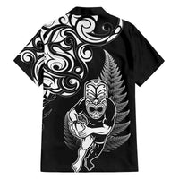 New Zealand Maori Warrior Rugby Family Matching Puletasi and Hawaiian Shirt Silver Fern LT03 - Polynesian Pride