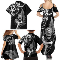 New Zealand Maori Warrior Rugby Family Matching Summer Maxi Dress and Hawaiian Shirt Silver Fern LT03 - Polynesian Pride