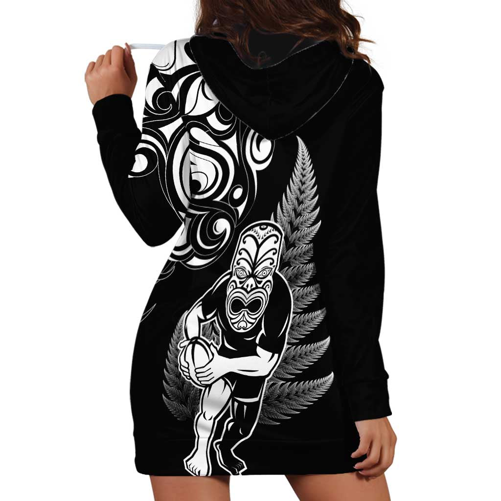 New Zealand Maori Warrior Rugby Hoodie Dress Silver Fern LT03 - Polynesian Pride