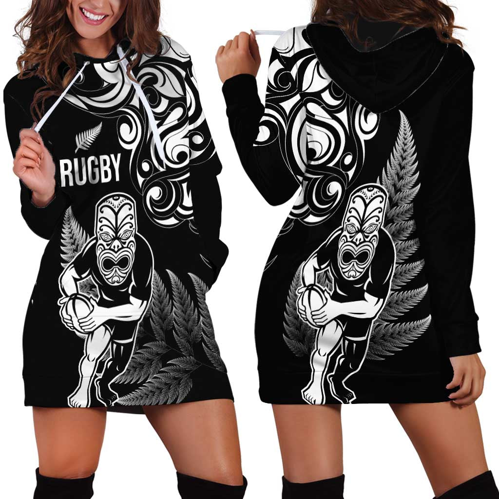 New Zealand Maori Warrior Rugby Hoodie Dress Silver Fern LT03 - Polynesian Pride