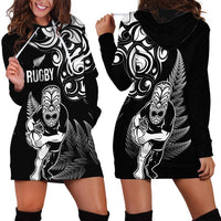 New Zealand Maori Warrior Rugby Hoodie Dress Silver Fern LT03 - Polynesian Pride