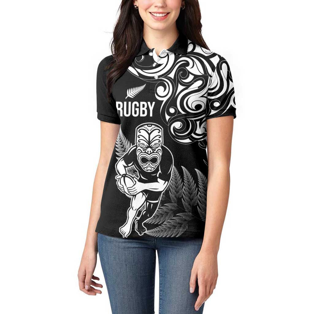 New Zealand Maori Warrior Rugby Women Polo Shirt Silver Fern