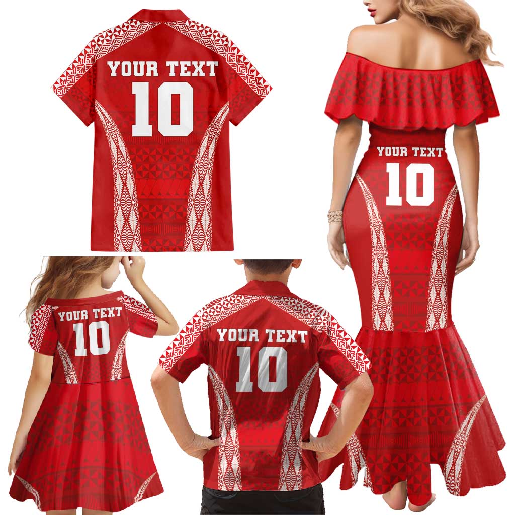 Custom Tonga Pacific Rugby 2024 Family Matching Mermaid Dress and Hawaiian Shirt Ngatu Tribal Pattern LT03 - Polynesian Pride