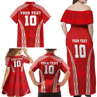 Custom Tonga Pacific Rugby 2024 Family Matching Off Shoulder Maxi Dress and Hawaiian Shirt Ngatu Tribal Pattern LT03 - Polynesian Pride