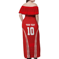 Custom Tonga Pacific Rugby 2024 Family Matching Off Shoulder Maxi Dress and Hawaiian Shirt Ngatu Tribal Pattern LT03 - Polynesian Pride