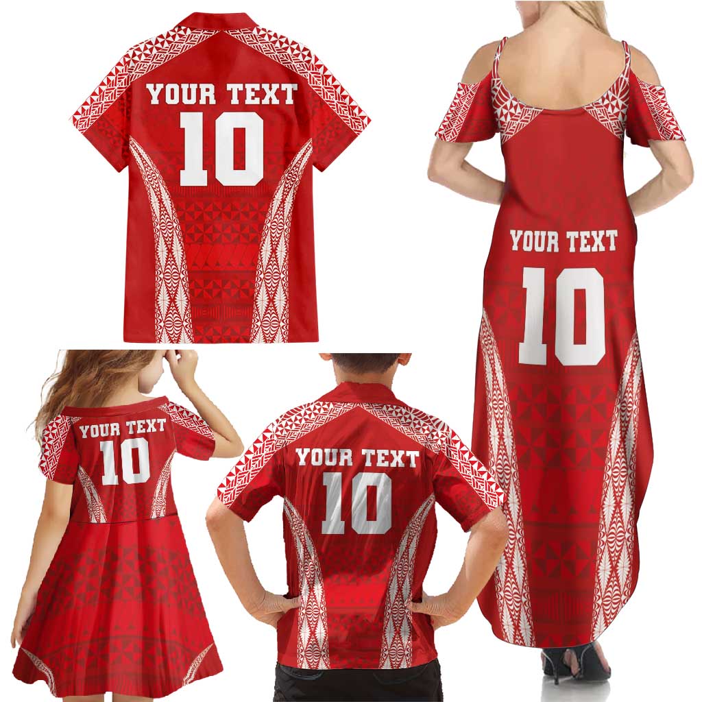 Custom Tonga Pacific Rugby 2024 Family Matching Summer Maxi Dress and Hawaiian Shirt Ngatu Tribal Pattern LT03 - Polynesian Pride