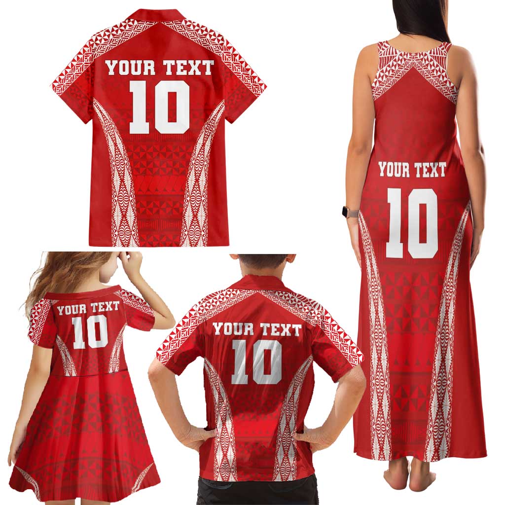Custom Tonga Pacific Rugby 2024 Family Matching Tank Maxi Dress and Hawaiian Shirt Ngatu Tribal Pattern LT03 - Polynesian Pride