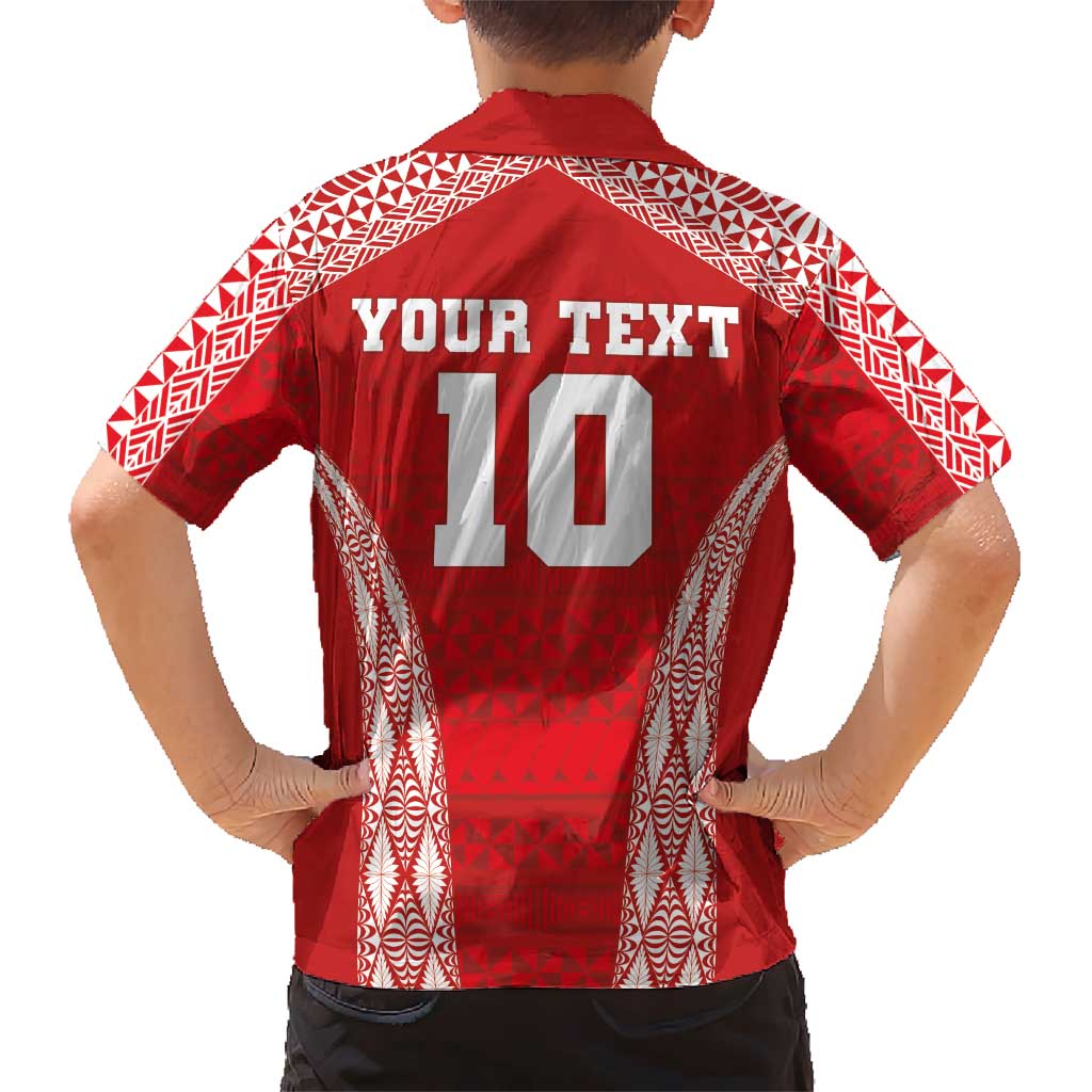 Custom Tonga Pacific Rugby 2024 Kid Hawaiian Shirt Ngatu Tribal Pattern LT03 - Polynesian Pride