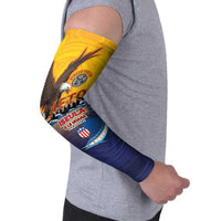 American Samoa Fautasi Arm Sleeves Bald Eage and Sailfish with Kakau Motifs - Polynesian Pride