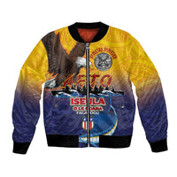 American Samoa Fautasi Bomber Jacket Bald Eage and Sailfish with Kakau Motifs - Polynesian Pride