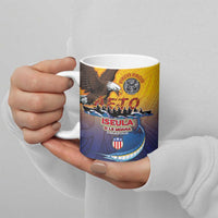 American Samoa Fautasi Ceramic Mug Bald Eage and Sailfish with Kakau Motifs - Polynesian Pride