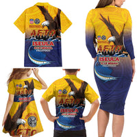 American Samoa Fautasi Family Matching Long Sleeve Bodycon Dress and Hawaiian Shirt Bald Eage and Sailfish with Kakau Motifs LT03 - Polynesian Pride