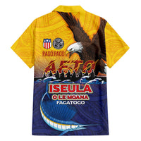 American Samoa Fautasi Family Matching Off The Shoulder Long Sleeve Dress and Hawaiian Shirt Bald Eage and Sailfish with Kakau Motifs LT03 - Polynesian Pride