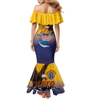 American Samoa Fautasi Mermaid Dress Bald Eage and Sailfish with Kakau Motifs LT03 - Polynesian Pride