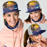 American Samoa Fautasi Mesh Trucker Cap Bald Eage and Sailfish with Kakau Motifs - Polynesian Pride
