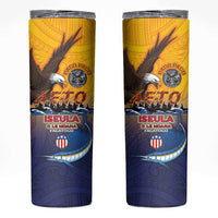 American Samoa Fautasi Skinny Tumbler Bald Eage and Sailfish with Kakau Motifs LT03 Yellow - Polynesian Pride