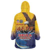 American Samoa Fautasi Wearable Blanket Hoodie Bald Eage and Sailfish with Kakau Motifs LT03 - Polynesian Pride