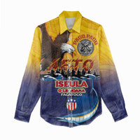 American Samoa Fautasi Women Casual Shirt Bald Eage and Sailfish with Kakau Motifs LT03 - Polynesian Pride