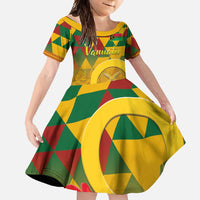 Melanesian Vanuatu Family Matching Mermaid Dress and Hawaiian Shirt With Tapa Tribal Pattern and Triangle Geometric Tricolor LT03 Daughter's Dress Yellow - Polynesian Pride