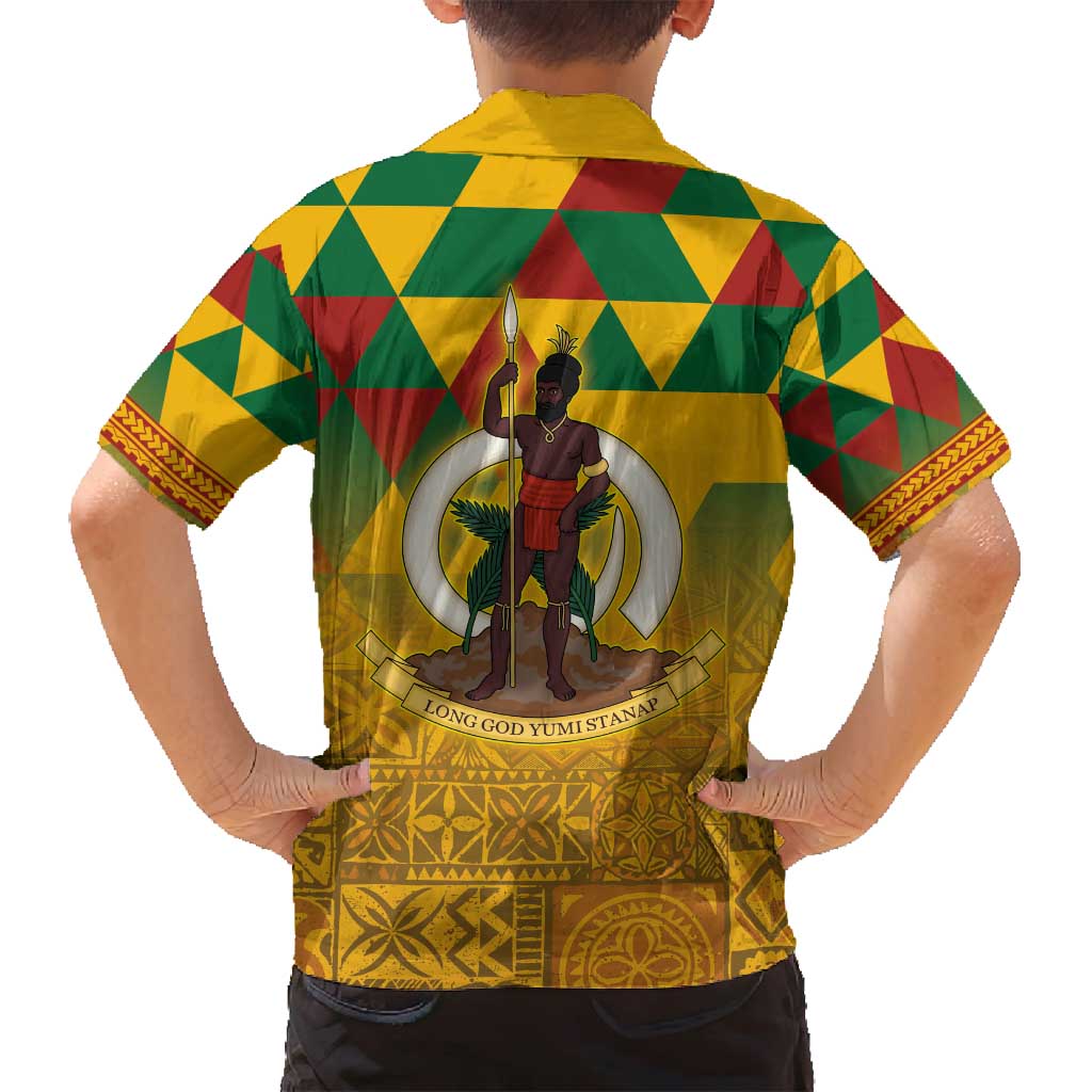 Melanesian Vanuatu Family Matching Puletasi and Hawaiian Shirt With Tapa Tribal Pattern and Triangle Geometric Tricolor LT03 - Polynesian Pride